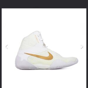 Nike White and Gold wrestling sneakers